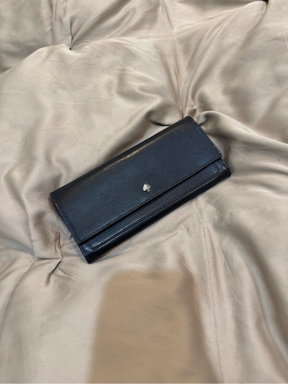Kate Spade - NWT black saffiano leather continental wallet with spade charm